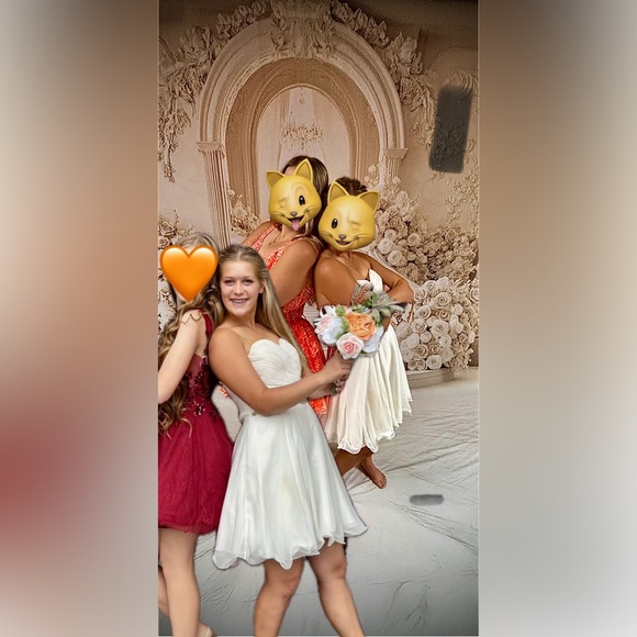 Dancing Queen Strapless White Chiffon Dress with Silver Sequin Accents - Picture 6 of 6